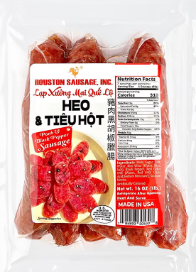 Lạp Xưởng Mai Quế Lộ Heo và Tiêu Hột Houston Sausage | 16 oz