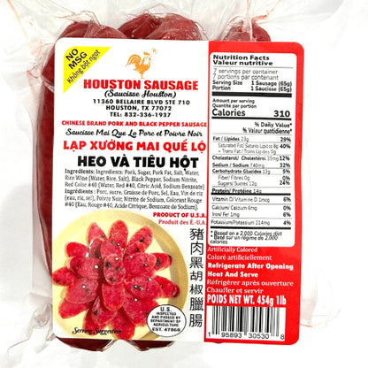 Lạp Xưởng Mai Quế Lộ Heo và Tiêu Hột Houston Sausage | 16 oz